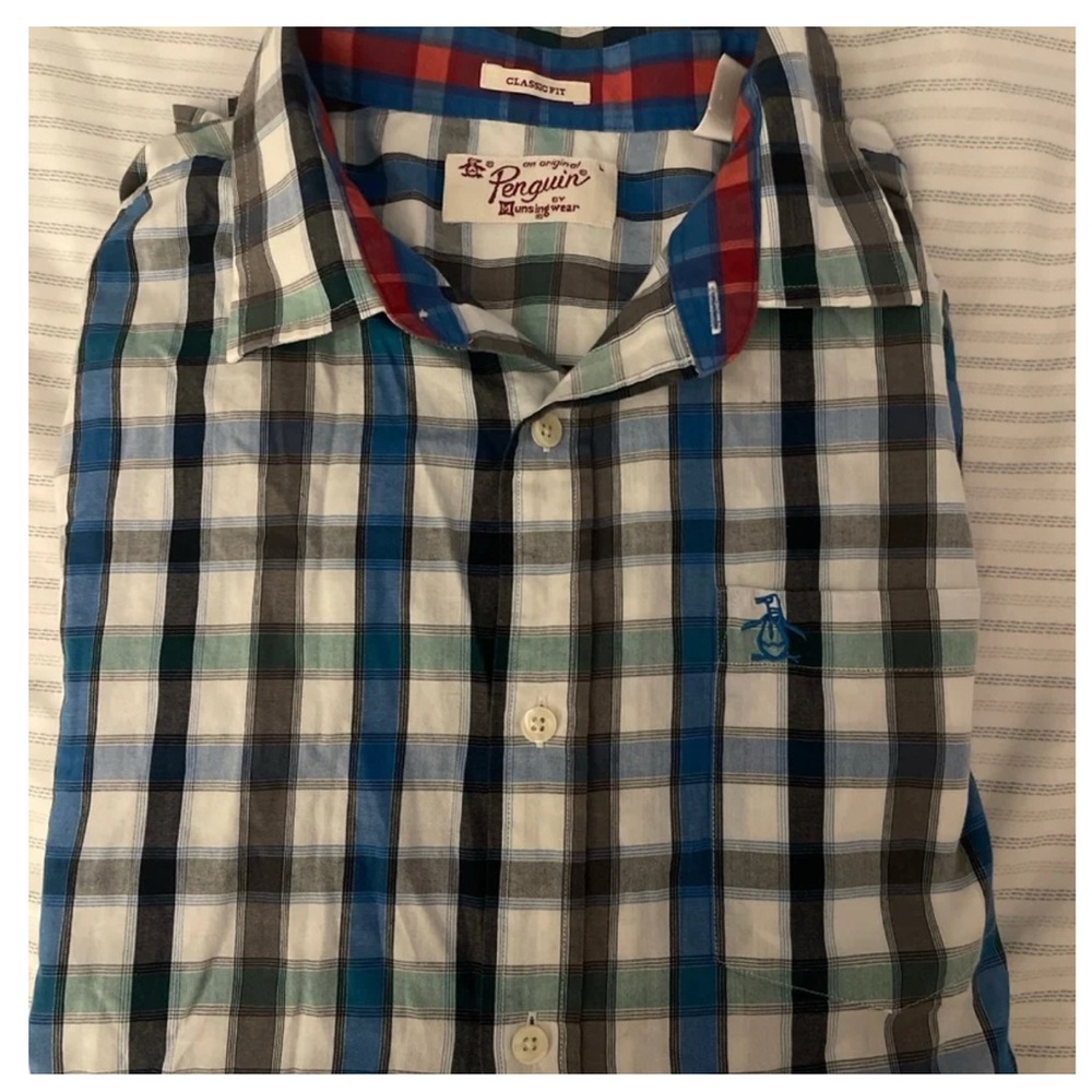 Original Penguin Men's Blue Plaid Shirt